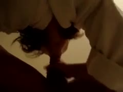 I get a sultry oral service and tug job from my talented, filthy slut wife.